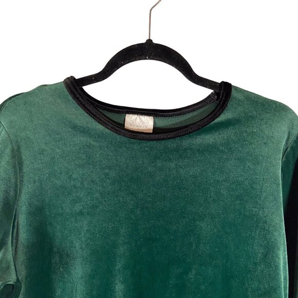 Style Studio Sweater Dress Small Green Velour Velvet Tunic‎ Shirt Vintage Pocket - Picture 7 of 7